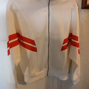 NEW Fashion Nova (Uoozee label) 70's, oversized cream track JACKET red stripe M